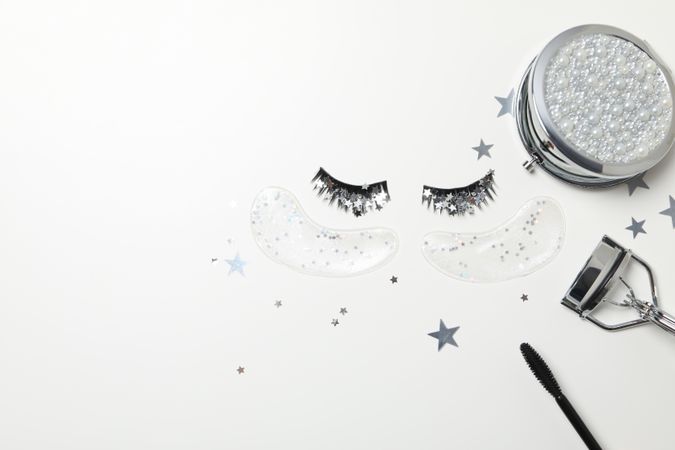 concept of cosmetology tools and beauty treatment, false eyelashes