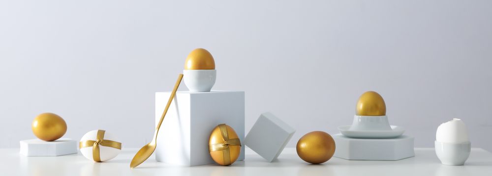 Pension rewards, returns and investment funding concepts, golden eggs