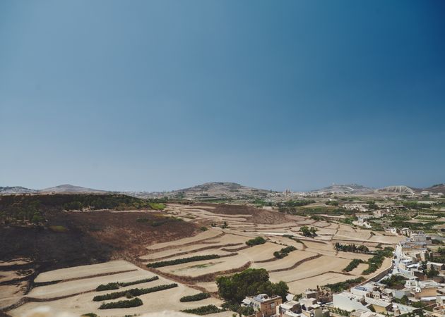 View of agrarian fields in Gozo, Malta