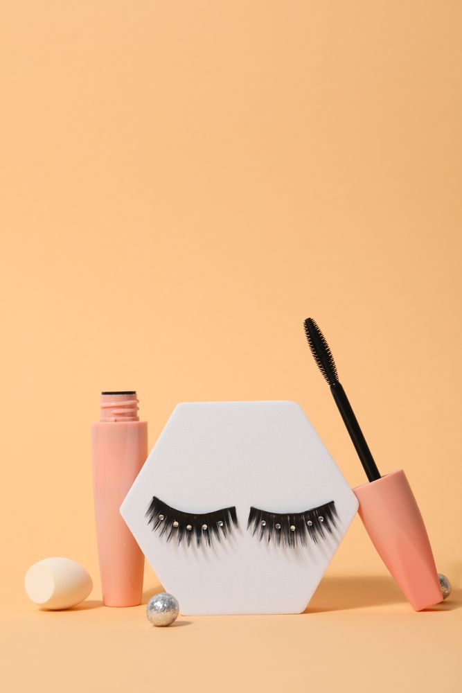 concept of cosmetology tools and beauty treatment, false eyelashes