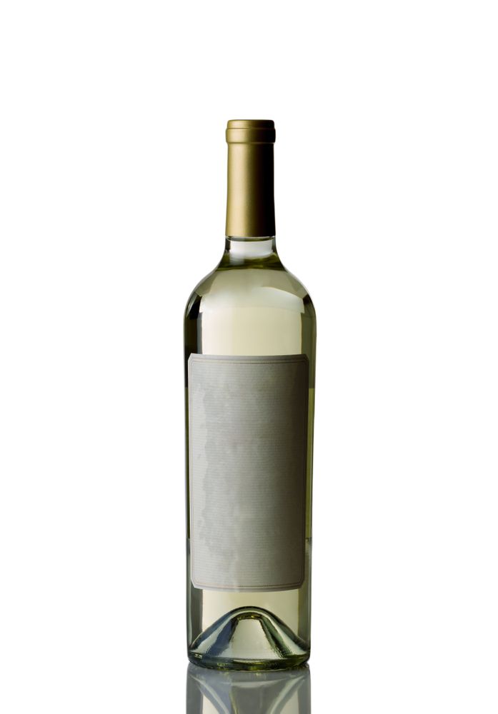 Bottle of Wine on plain background with Reflection