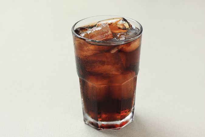 Close Up Iced Cola in a High Ball Glass