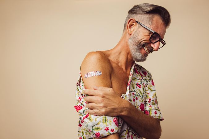 Man looking relaxed after receiving covid-19 vaccine