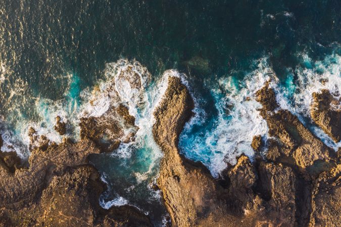 Drone view of coast with cliffs