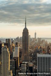 Aerial view of Empire state building in Manhattan at sunset 5zvkN5