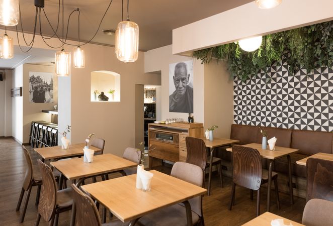 Interior of cozy restaurant