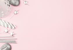 Silver birthday elements with copy space