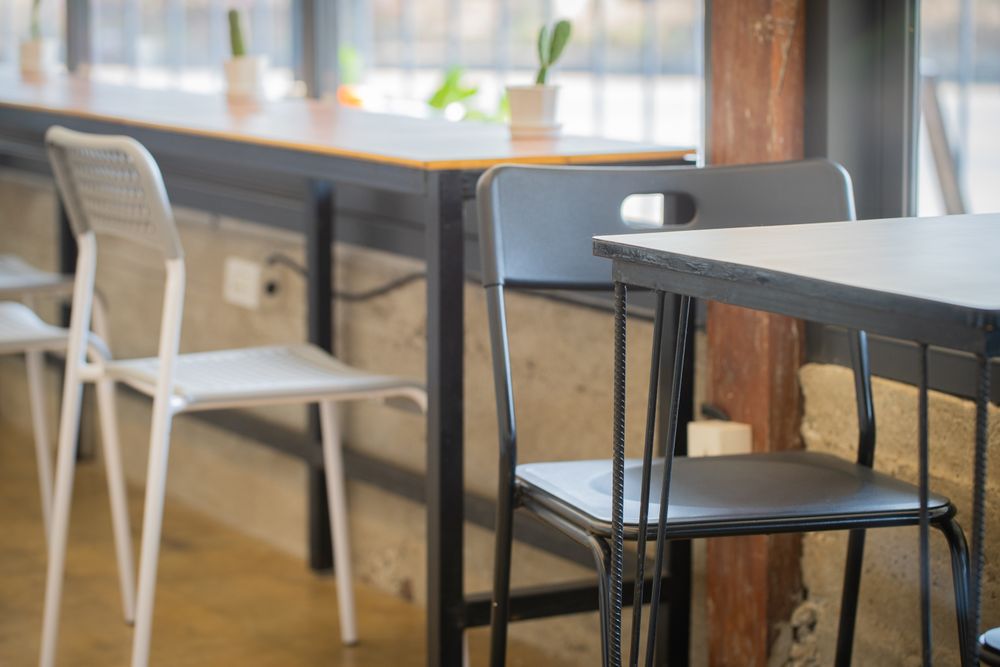 Chair and table in cafe
