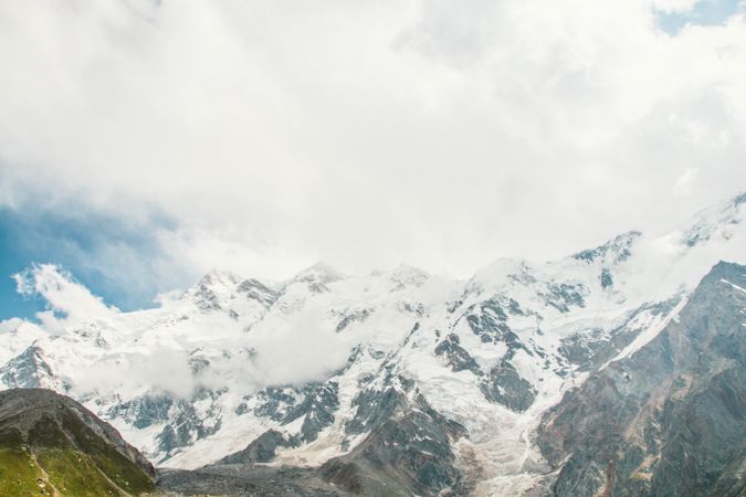 Mountains topped with snow in Fairy Meadows, Pakistan