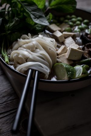 Pho soup with noodles