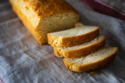 Healthy food concept with freshly sliced gluten free bread