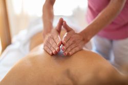 Woman in rehabilitation center during physiotherapy session