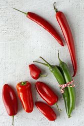Fresh red and green and spicy chilli peppers