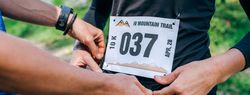 Woman placing the race number