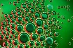 Abstract green and orange water bubbles