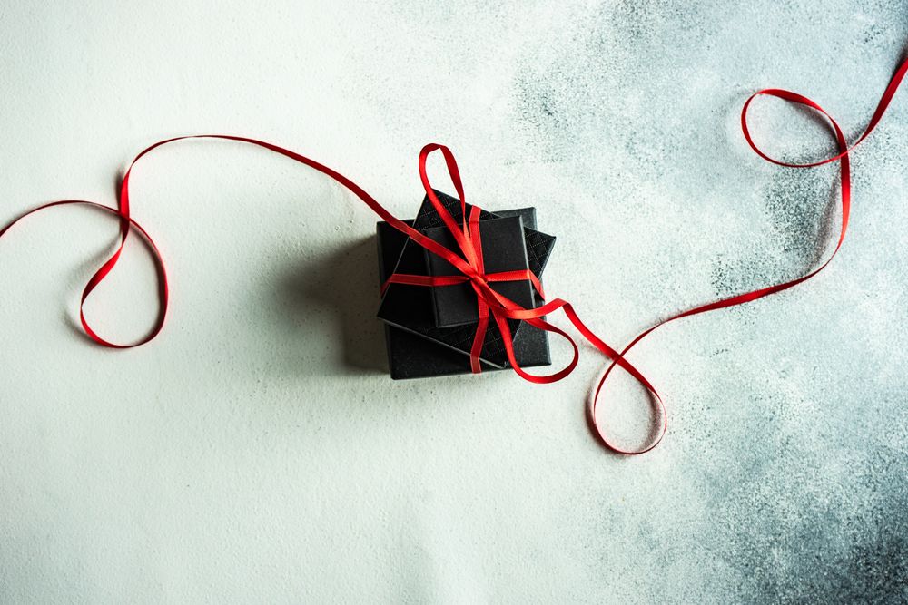 Small Valentine's presents with ribbon