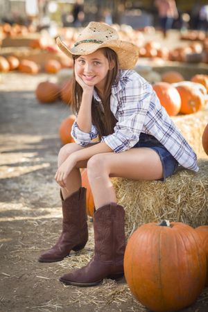 Preteen Portrait at the Pumpkin Patch