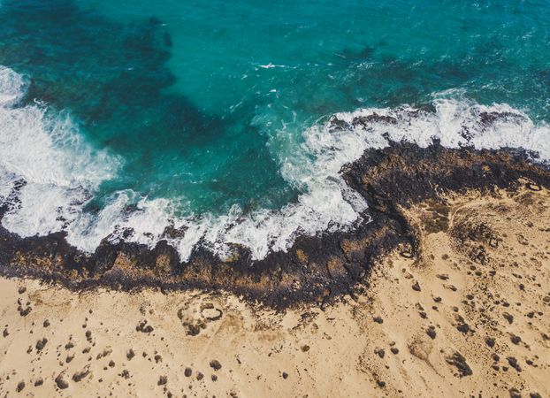 Amazing shoreline of ocean from drone