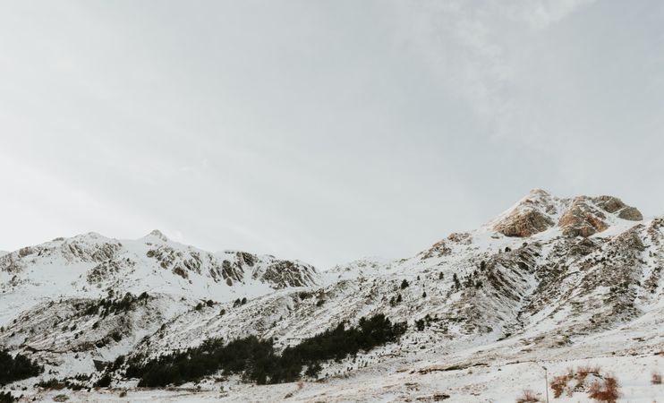 Wonderful view of hills in snow
