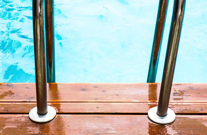 Railings leading into pool