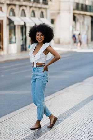 Black female on urban background