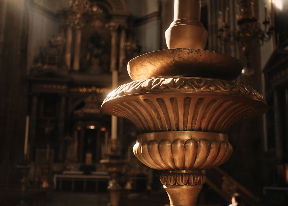 Close up of candle holder in chapel
