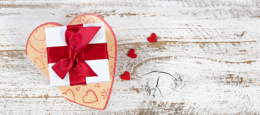 Valentine gift on heart shaped Card