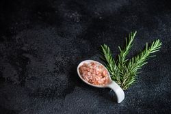 Kitchen counter with rosemary and salt
