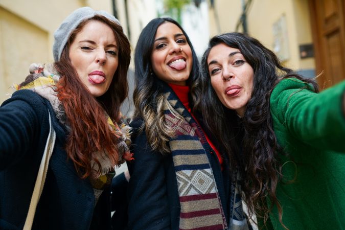 POV of women taking selfie from smart phone