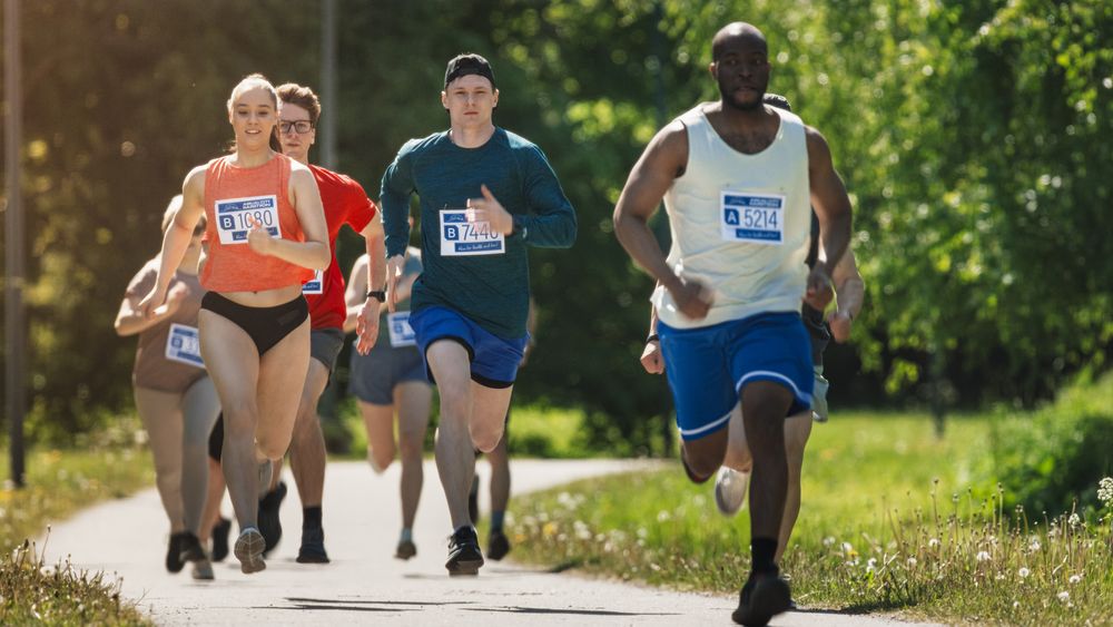 Diverse Marathon Participants Competing in a Race for the Finish Line