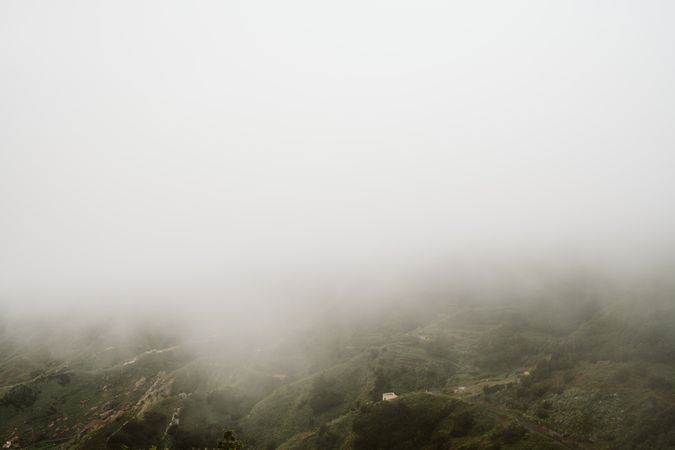Fog over beautiful hilly terrain