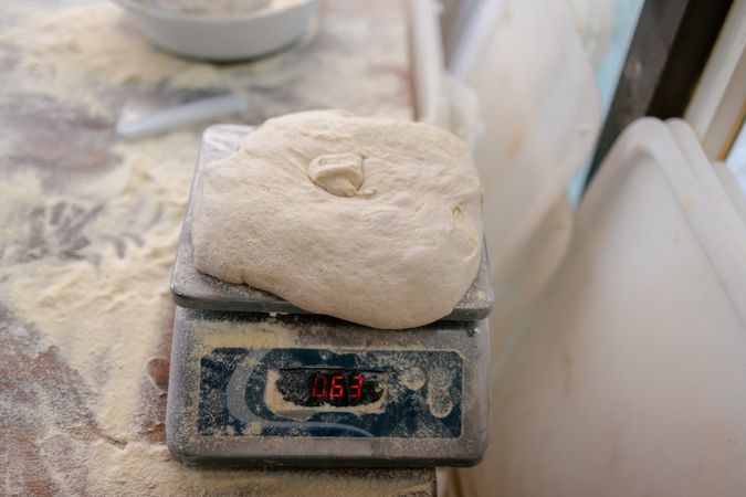 Portrait of bread dough on scale