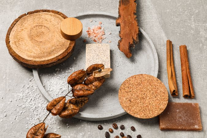 Flat lay of creative moodboard composition, concept of moodboard