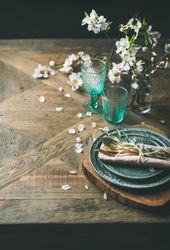 Spring Easter holiday table setting