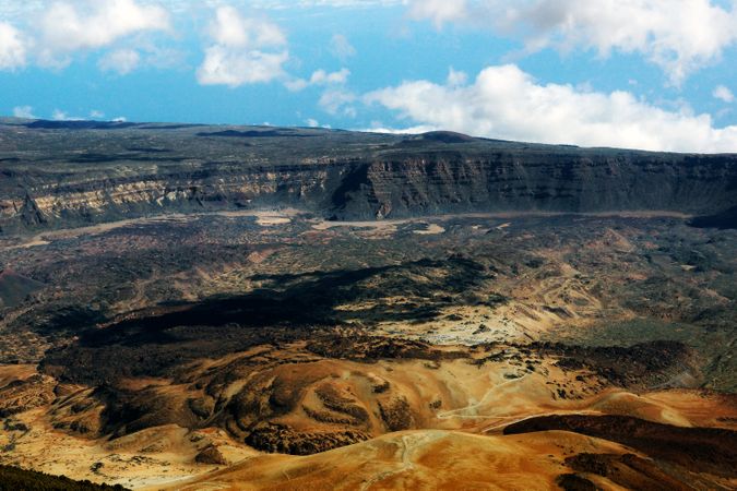 Volcanic landscape in wild deserted area