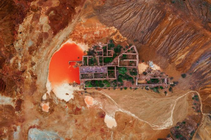 Aerial view to ancient ruins