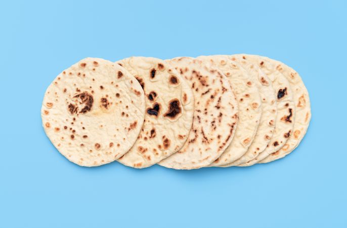 Homemade flatbread on a blue table