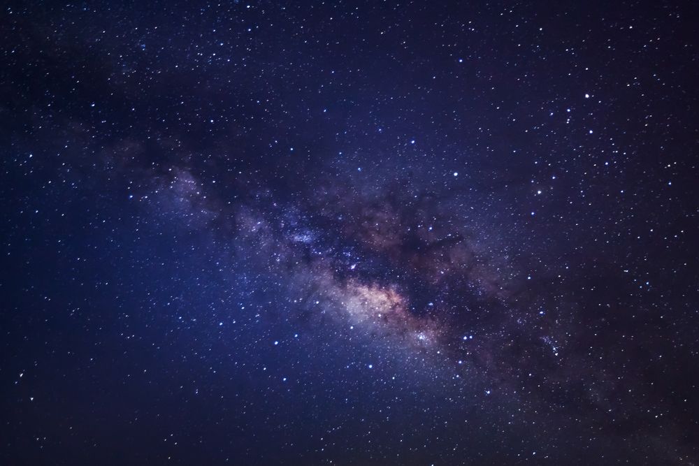 Close-up of Milky Way,  exposure photograph, with grain