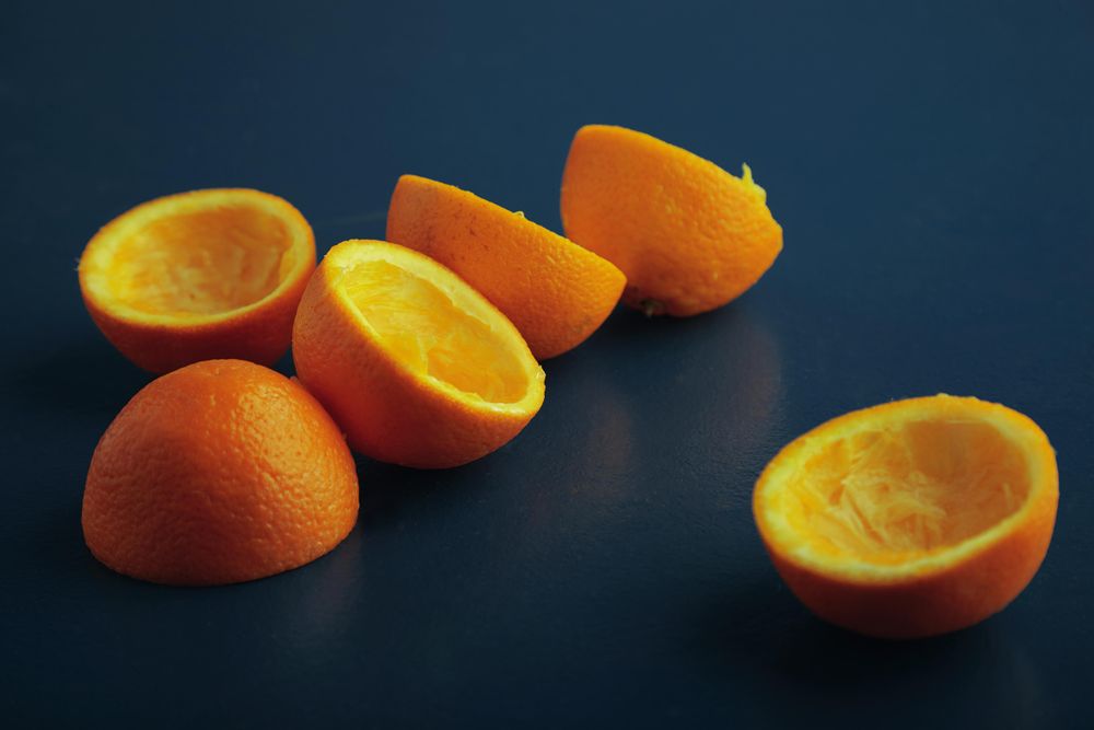 Tangerine half which have just been squeezed for juice