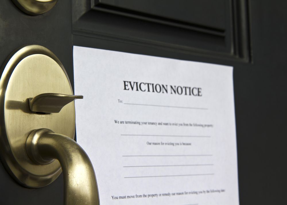 Eviction notice at front door