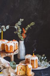 Easter cakes with candles on top just blown out