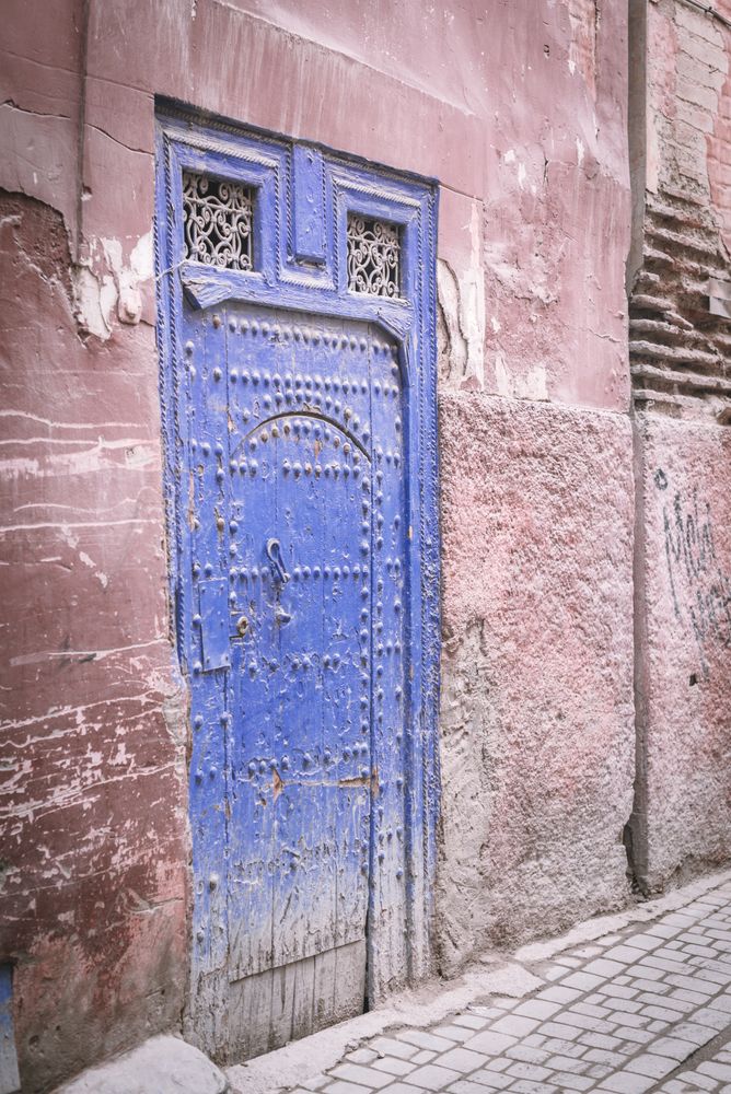 Blue door of old building