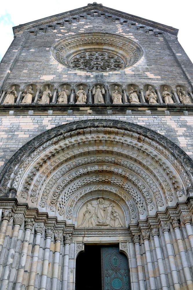 Old church in Gothic style in Prague. European old stone church.