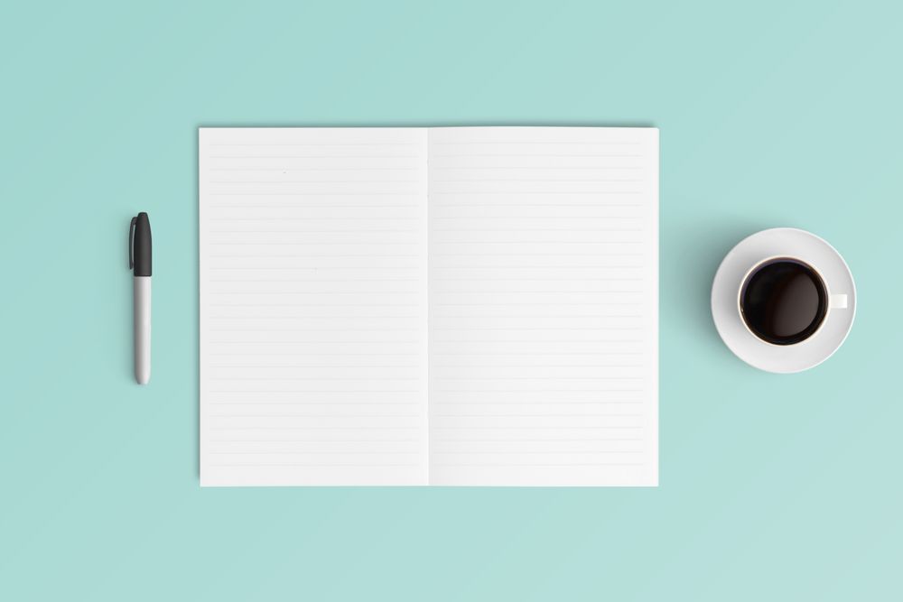 Modern workspace with  copy space on color background