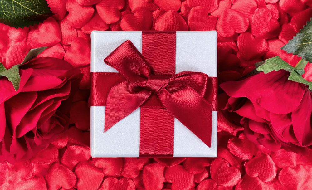 Valentine gift with hearts and roses