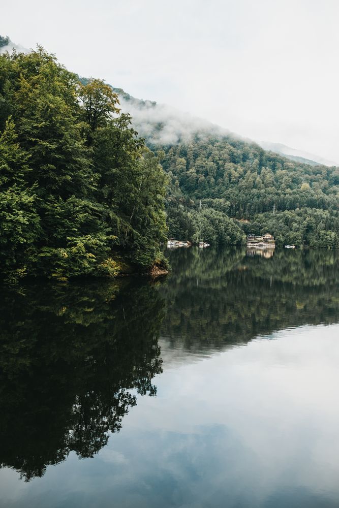 Amazing lake near mountains