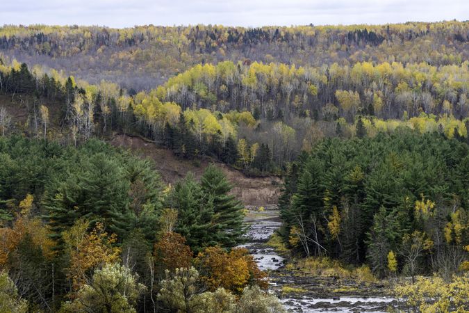 The St. Louis River and surrounding hills in Jay Cooke State Park, Minnesota