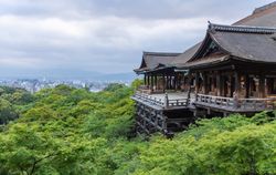 Beautiful zen park on cloudy day