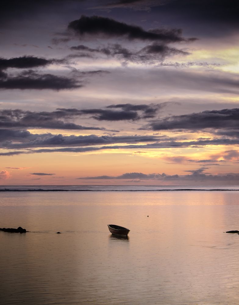 Boat at dawn in the Indian Ocean