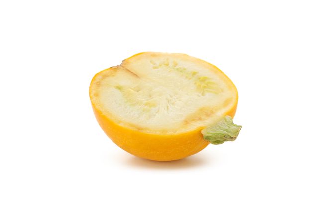 Half of round zucchini isolated on plain background